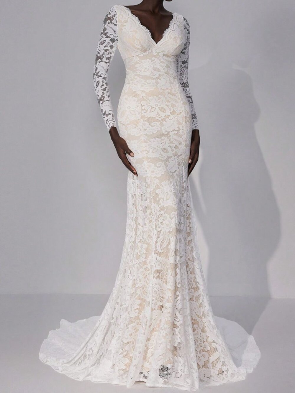 Beige Elegant Women's Wedding Dress - Picture 4 of 6